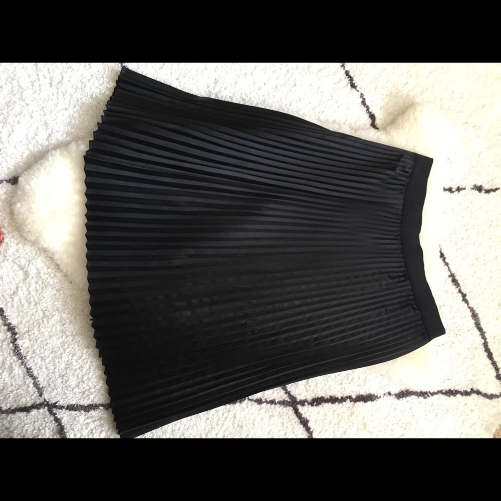 Elongating black silk pleated skirt!